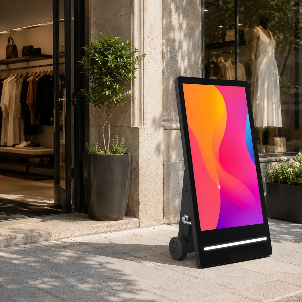 Commercial self-service kiosk display in a retail environment